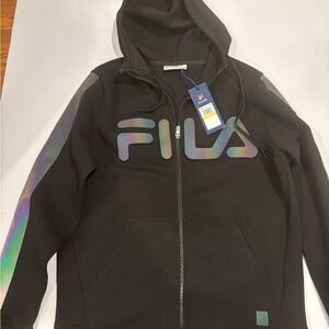 Fila Black Hoodie with Iridescent Logo